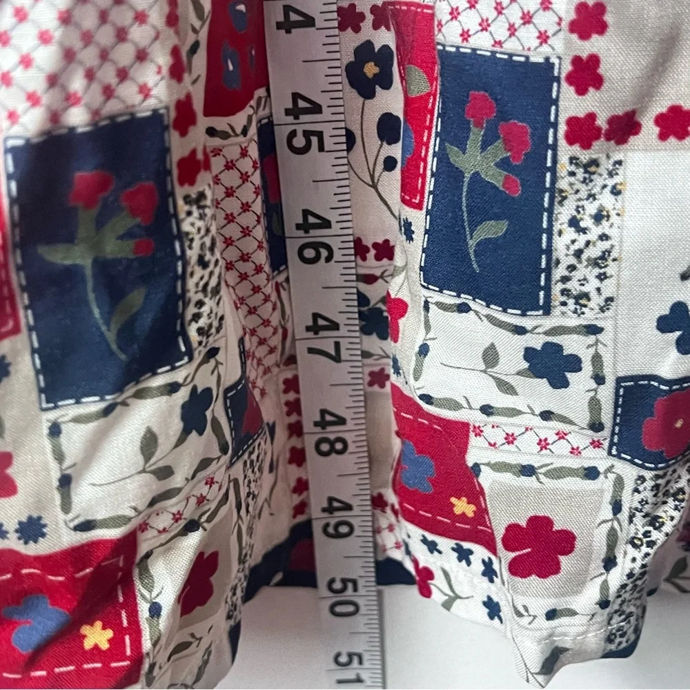 Vintage 90s Denim Patchwork Midi Dress | Cottagecore Western Prairie Style 🔲 - Picture 5 of 6